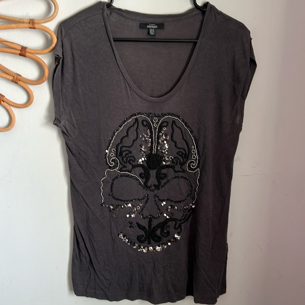 Zara skull studded t shirt